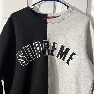 Supreme Black & Gray Split Crewneck Sweatshirt
